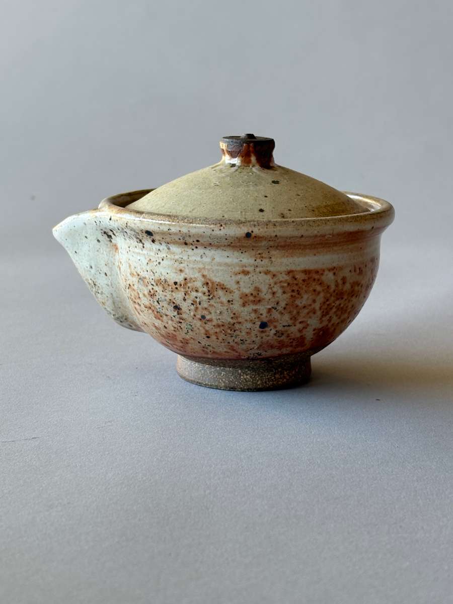Ceramic Teapot (small ho-bin), Shino Glaze with Wood Ash by Marianne Wilson 