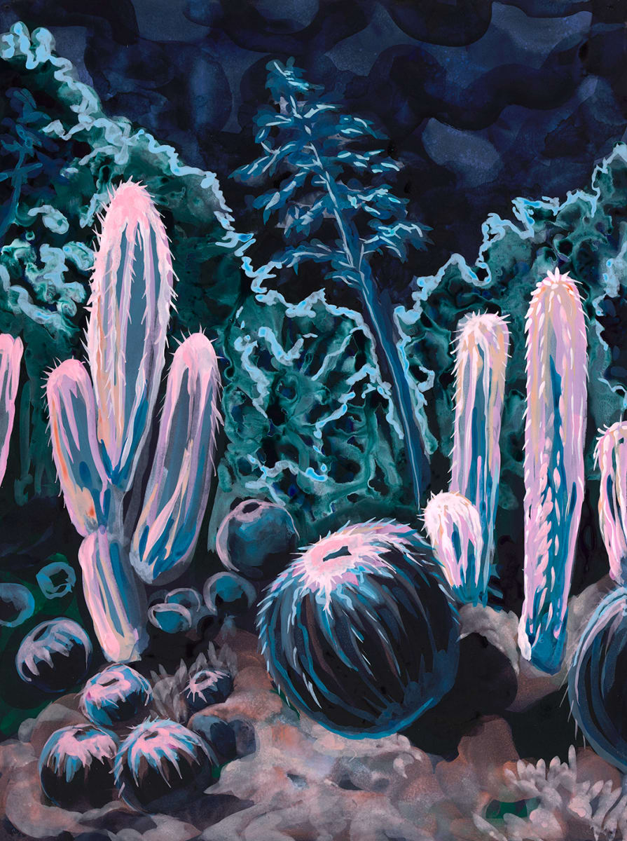cacti family watches a glowing orb 