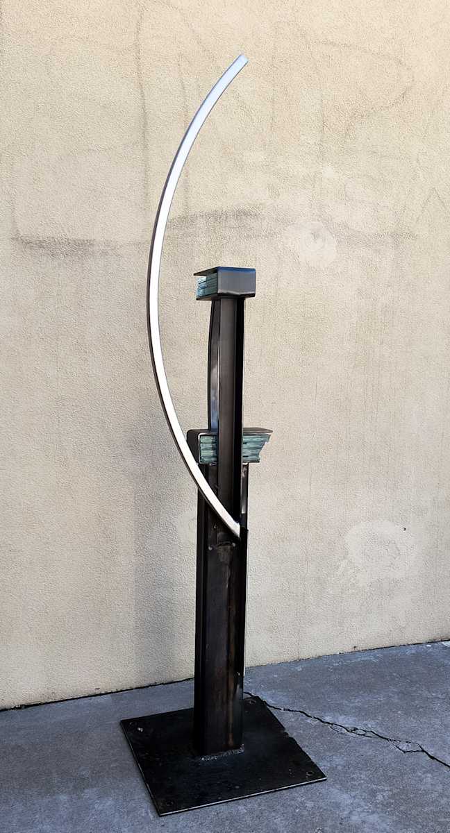 07002 sculpture steel and glass by Denise Pfau Demby 