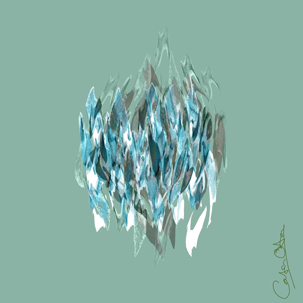 Flight Dance, 5 by Catrin O'Hara  Image: Abstract composition created as an homage to the longevity and fragility of the Crassula 'Jade' plant.