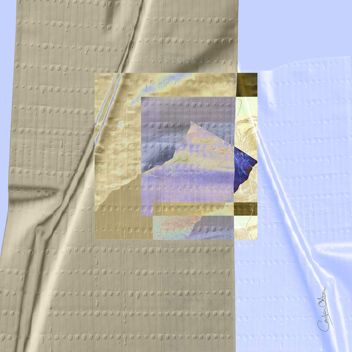 Plant Series 2: Masked Cavendish 12, Taped 2 by Catrin O'Hara  Image: Abstract with photomontage of plastic tape and original hand-drawn sketch. 