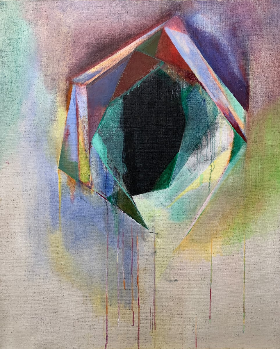 Impresa #2 /Diamond by Maria Mimma Scarpini  Image: 
Acrylic and oil on jute, 46"x38", 2023