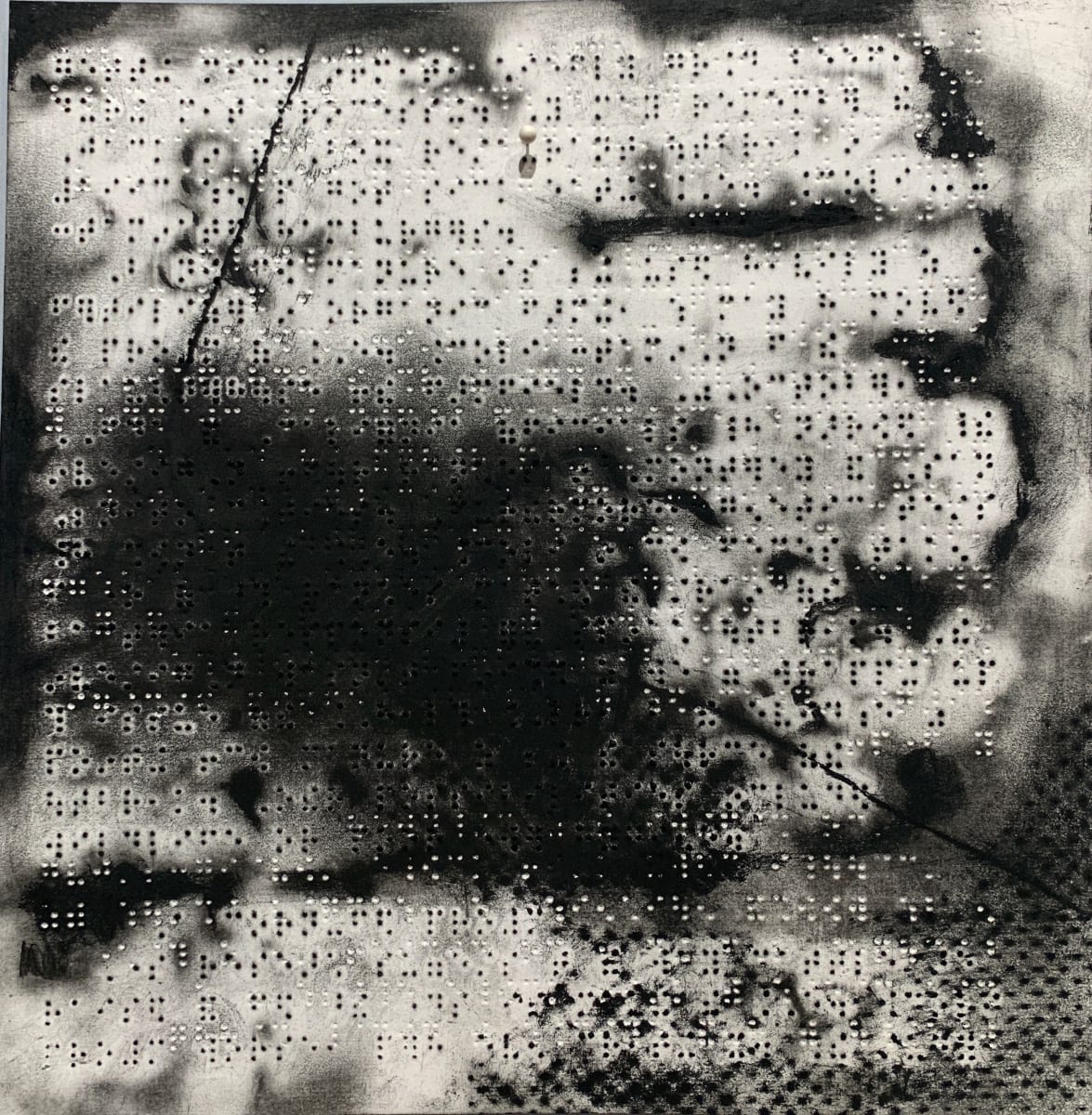 Big cloud by Maria Mimma Scarpini  Image: This is part of a series of charcoal drawings on Braille embossed magazine paper executed mostly with frottage technique.