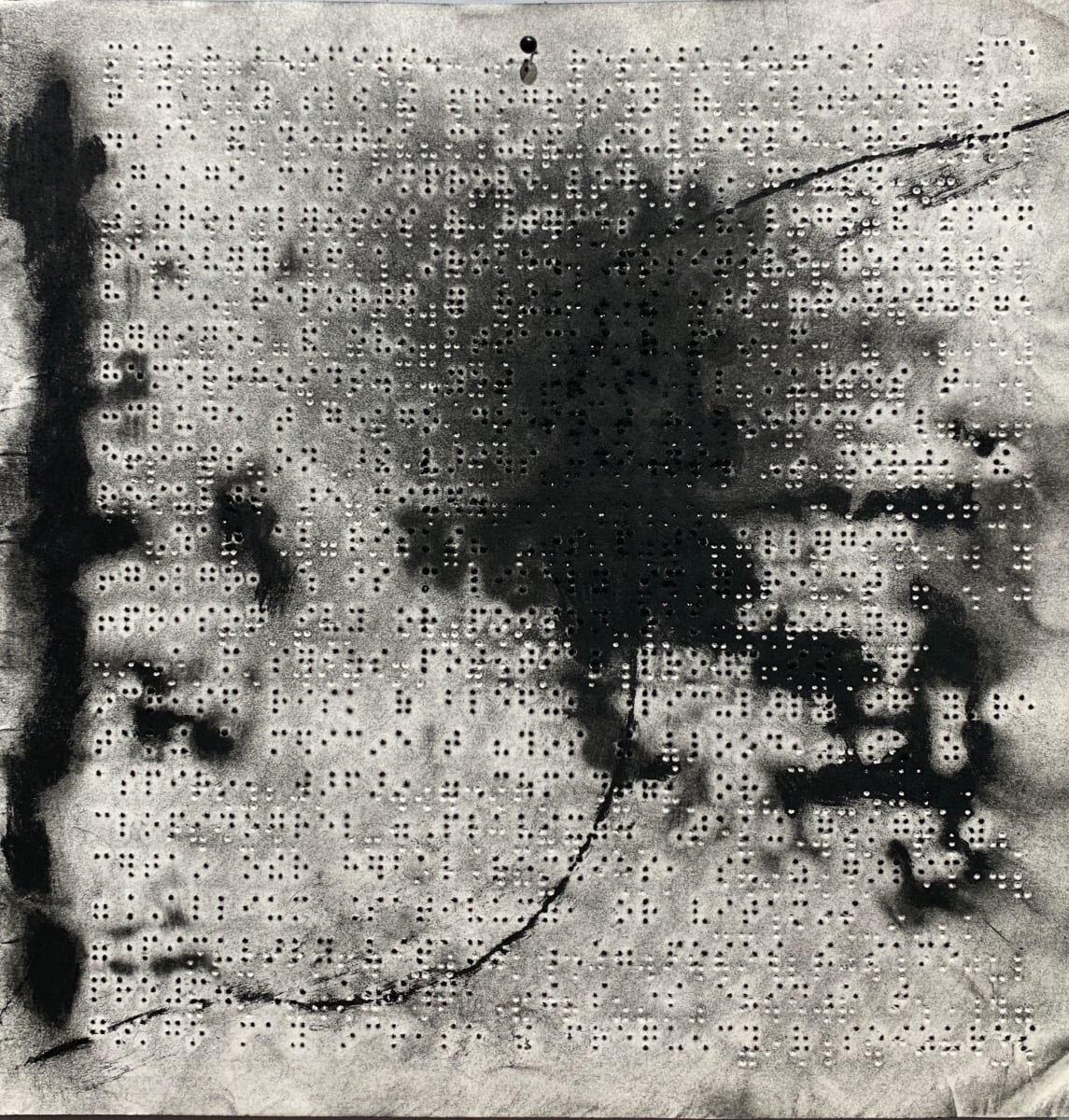 Electrified by Maria Mimma Scarpini  Image: Part of a series of charcoal drawings on Braille embossed magazine paper executed mostly with frottage technique.