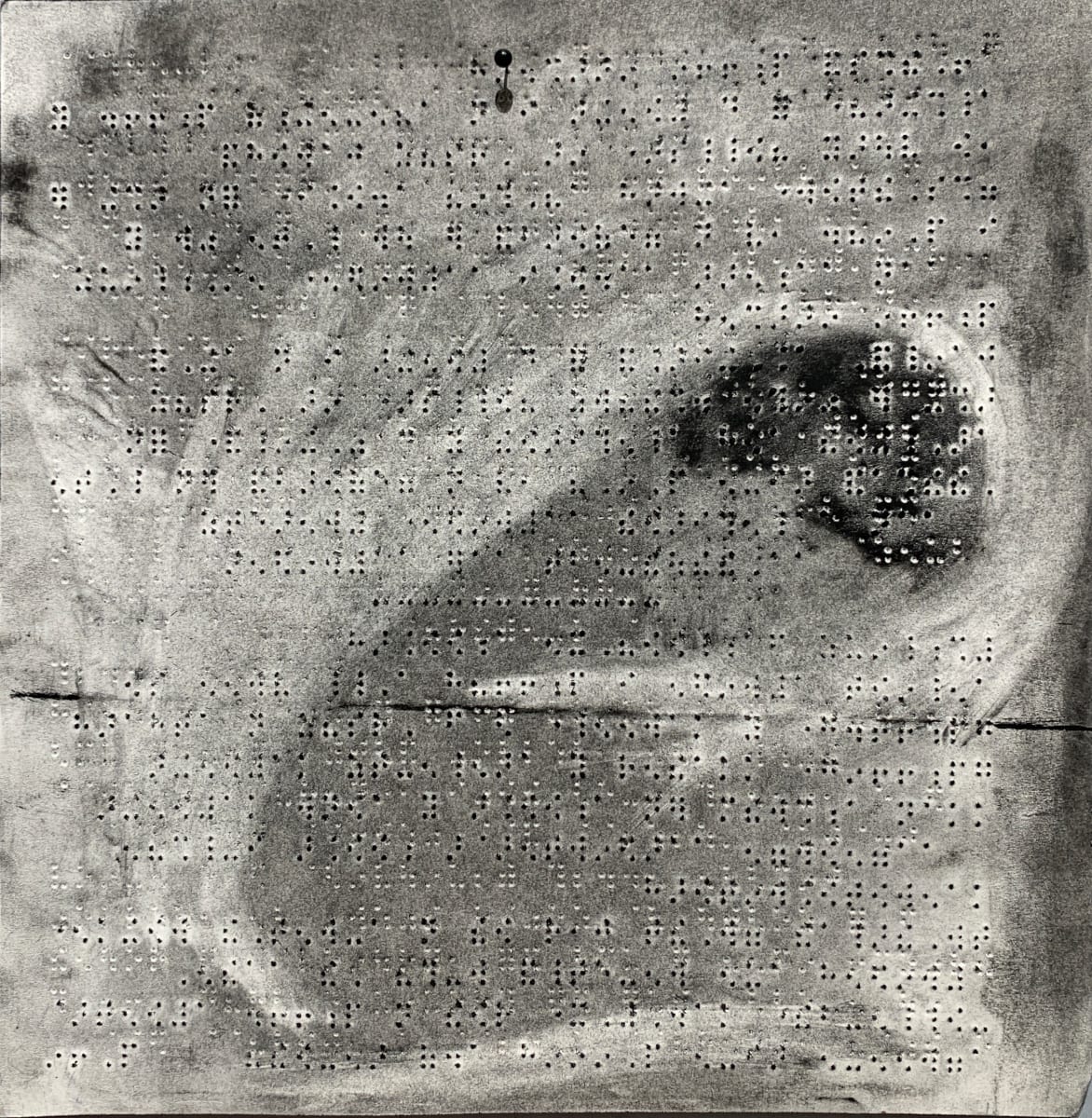 Storm by Maria Mimma Scarpini  Image: Part of a series of charcoal drawings on Braille embossed magazine paper executed mostly with frottage technique.