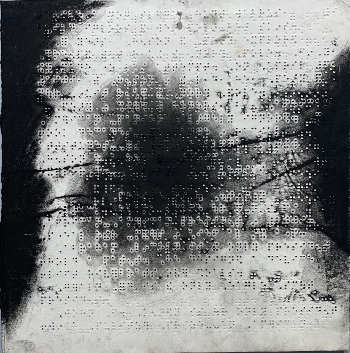 Magnets by Maria Mimma Scarpini  Image: This is part of a series of charcoal drawings on Braille embossed magazine paper executed mostly with frottage technique.