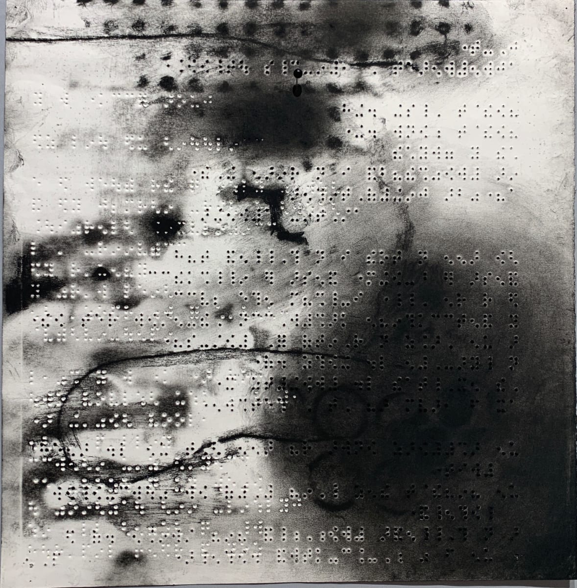 Ideas by Maria Mimma Scarpini  Image: This is part of a series of charcoal drawings on Braille embossed magazine paper executed mostly with frottage technique.