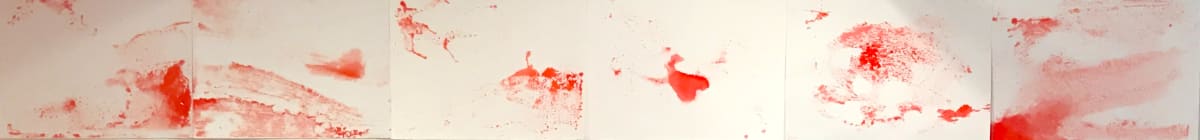 Scattered waves by Maria Mimma Scarpini  Image: Six monoprints, each measuring 22"x30", executed both in oil and acylic