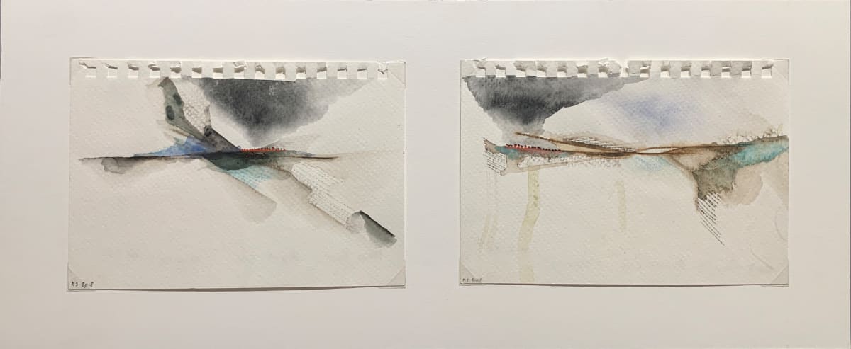 Crossing by Maria Mimma Scarpini  Image: Small watercolors inspired by the boats of migrants crossing the mediterranean sea.