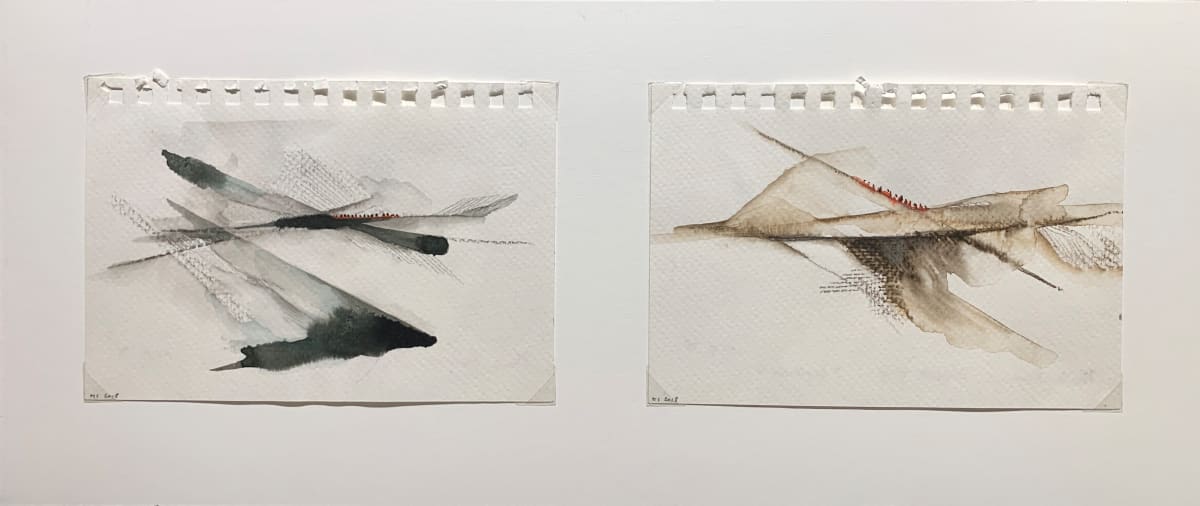 Crossing by Maria Mimma Scarpini  Image: Small watercolors inspired by the boats of migrants crossing the mediterranean sea.
