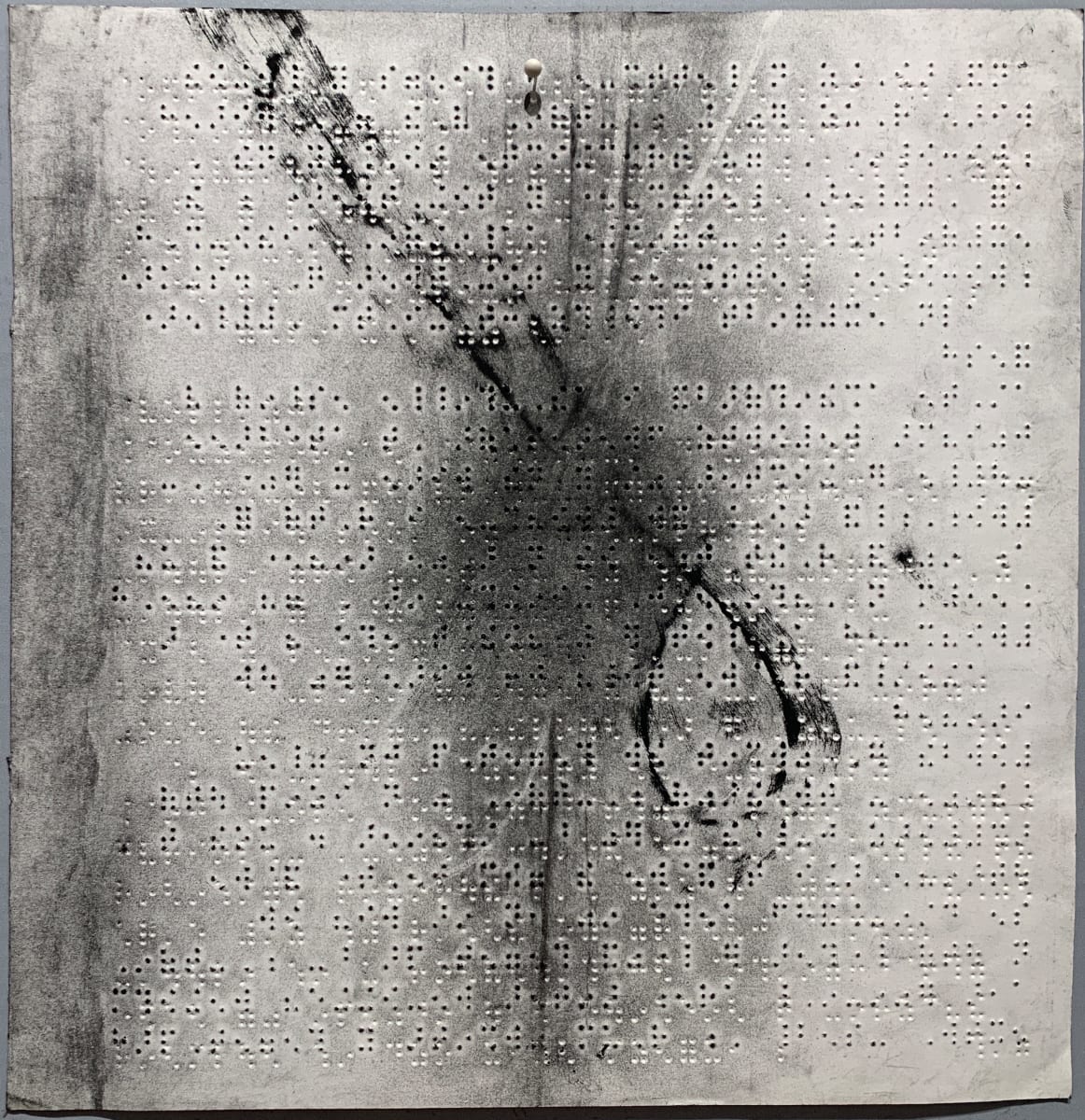 Loop down by Maria Mimma Scarpini  Image: Part of a series of charcoal drawings on Braille embossed magazine paper executed mostly with frottage technique.