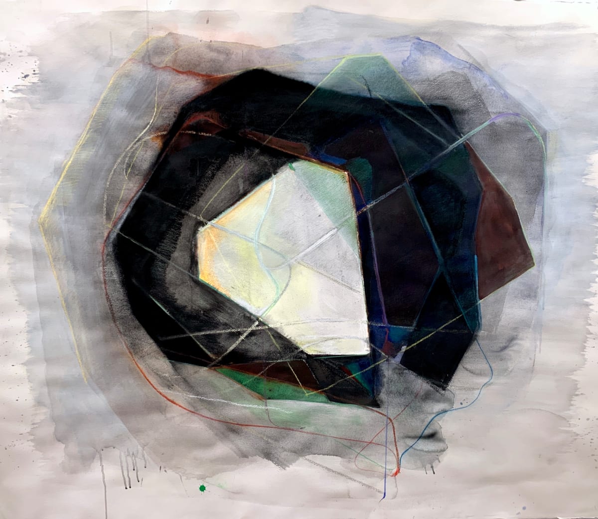 Implosiom #5 by Maria Mimma Scarpini  Image: India ink, watercolors, oil pastels, soft pastels on Arches paper,  51"x64" 2021,