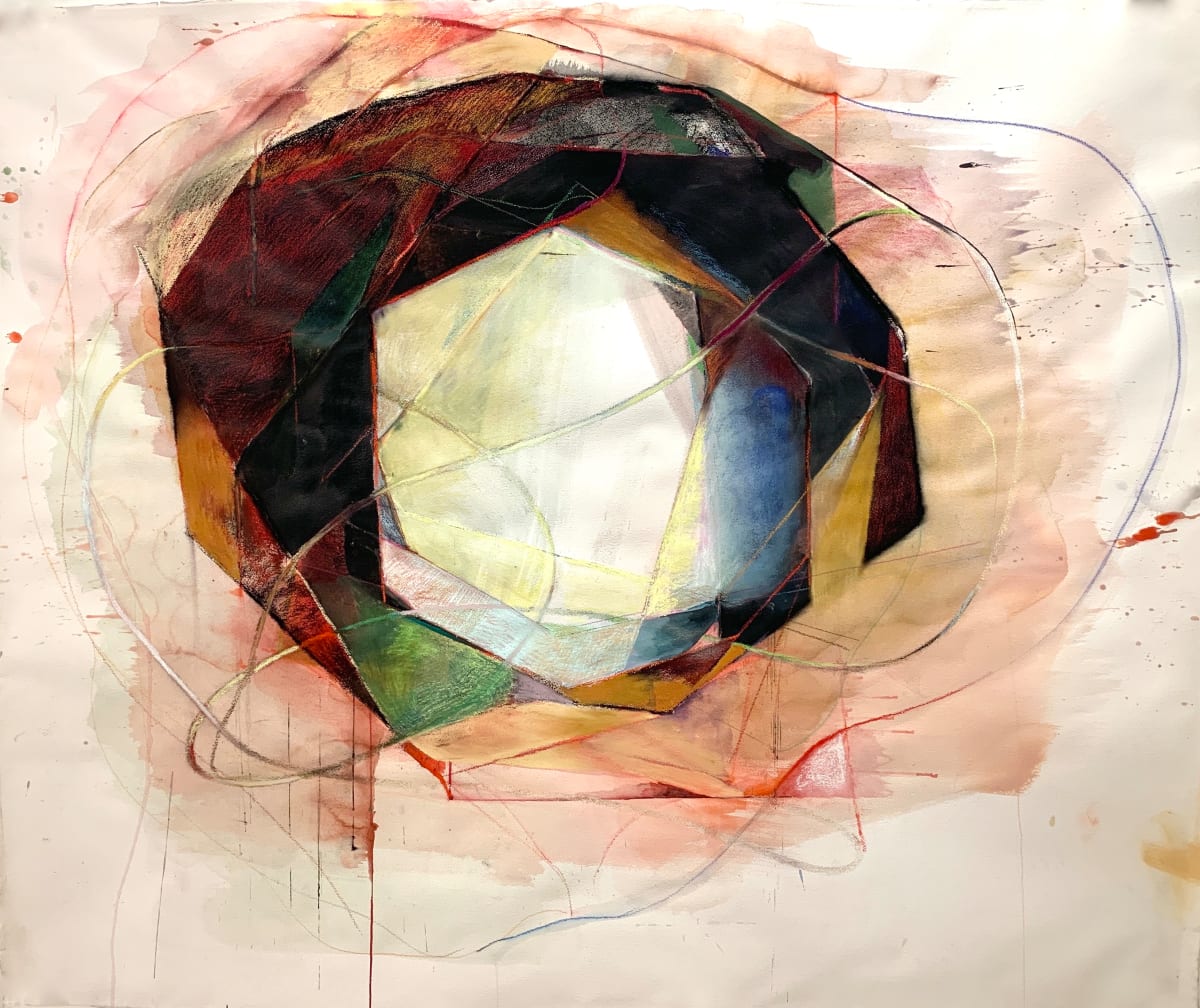 Implosion #6 Painting the void by Maria Mimma Scarpini  Image: .Watercolors,  India ink Crayons, oil pastel, soft pastels on Arches watercolor paper 51"  X 60 1/2" 2021
