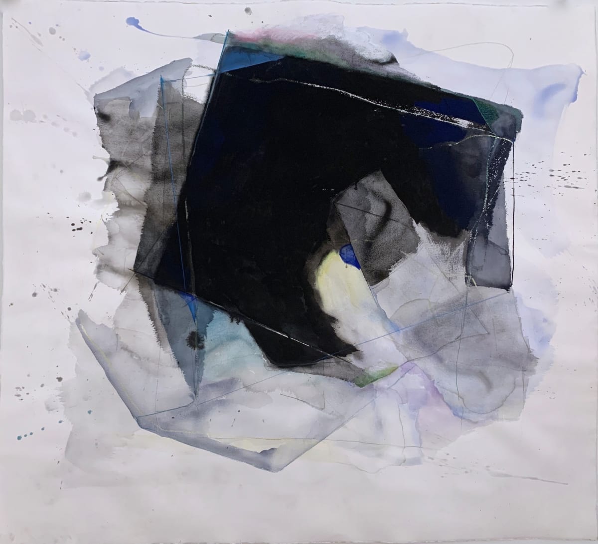 Implosion #4 by Maria Mimma Scarpini  Image:  Watercolors, India ink, crayon, soft pastels on Arches watercolor paper 51"x 57", 2021