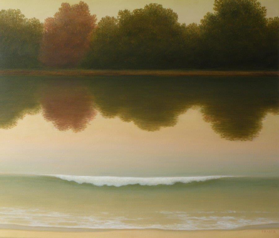 - sin titulo - arboles reflejo playa by John Fraser 