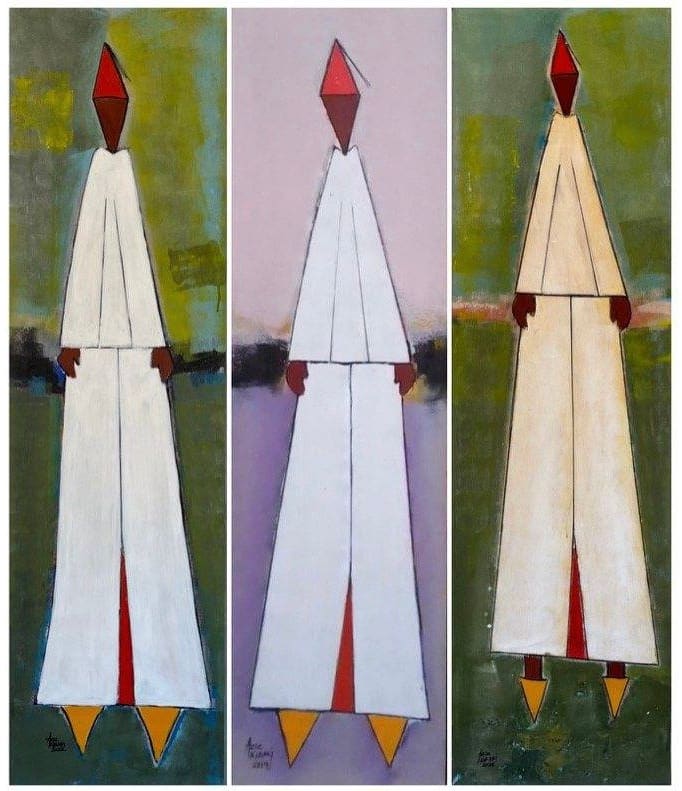 Les Bonhommes Triptych by Aziz Kibari 