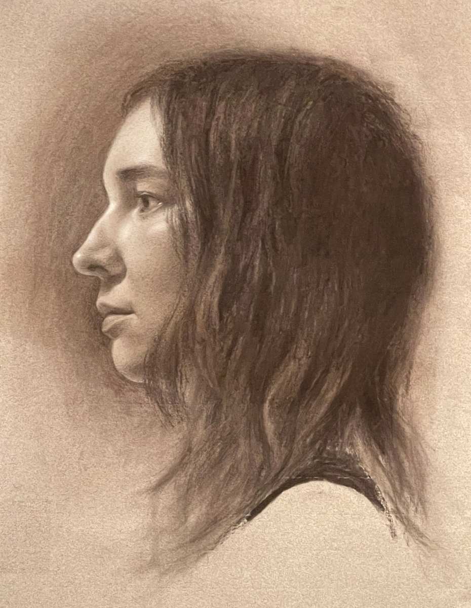 Charcoal Portrait Drawing of Tricia by Jia Liu 