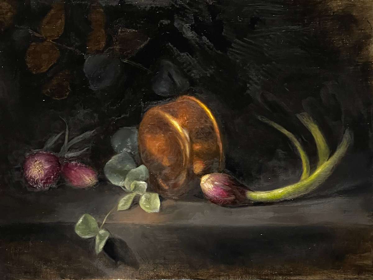 Brass Pot and Green Onion by Jia Liu 