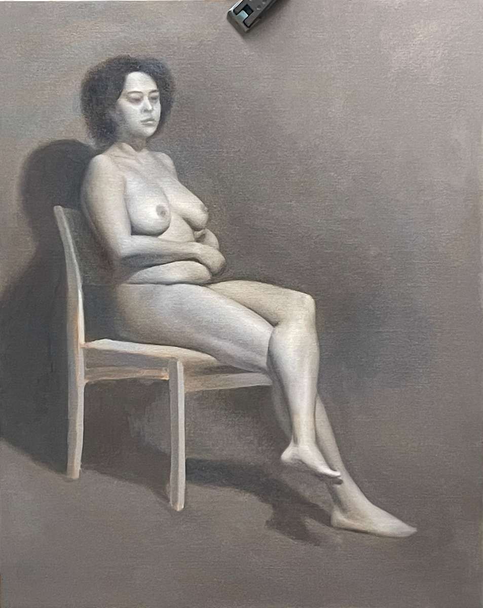 Monochrome Seated Figure by Jia Liu 