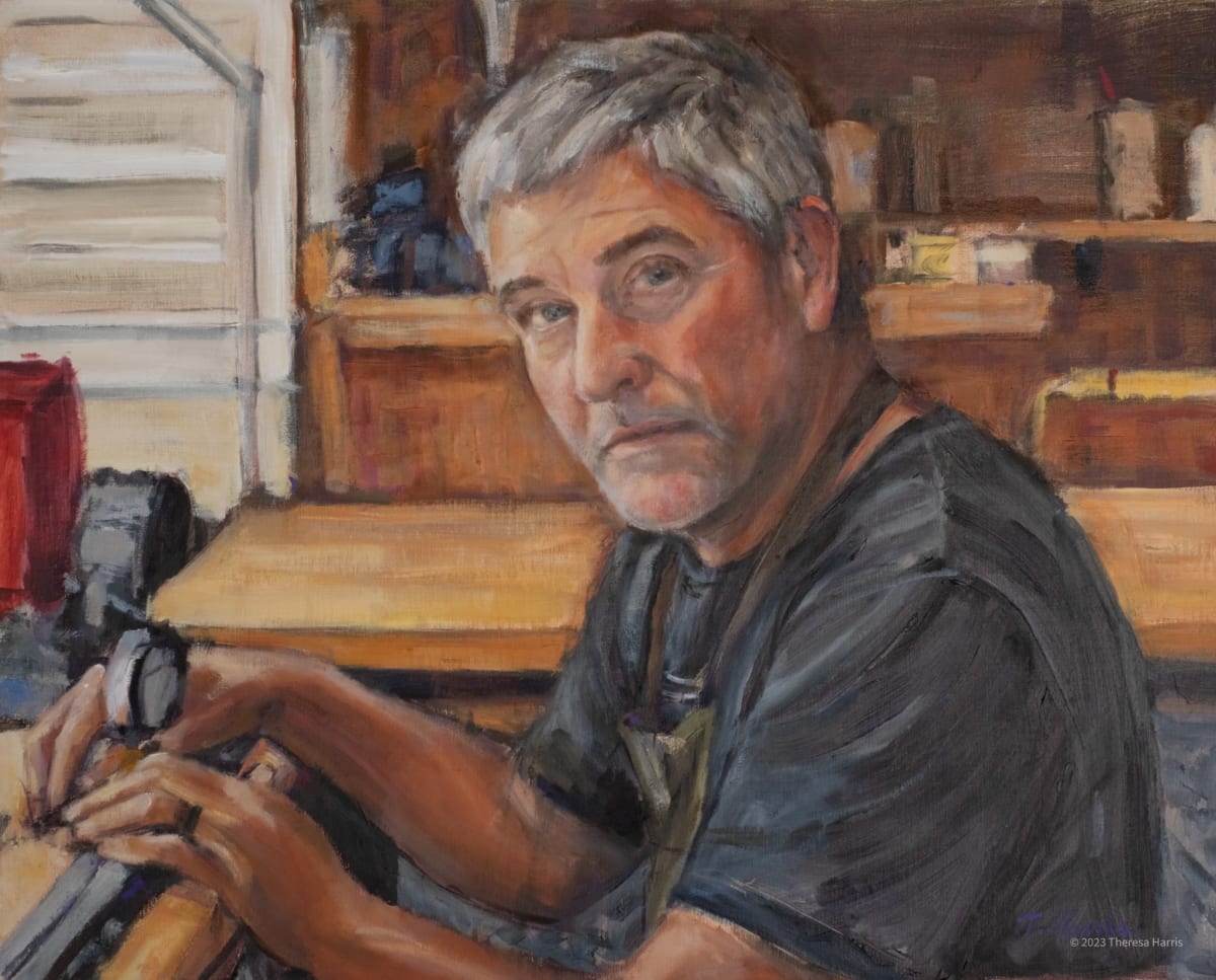 In the Workshop by Theresa Harris  Image: Exhibited in The Portrait Society of Atlanta Fall 24 Open Juried Show
Juried by Richard T. Scott 2024
