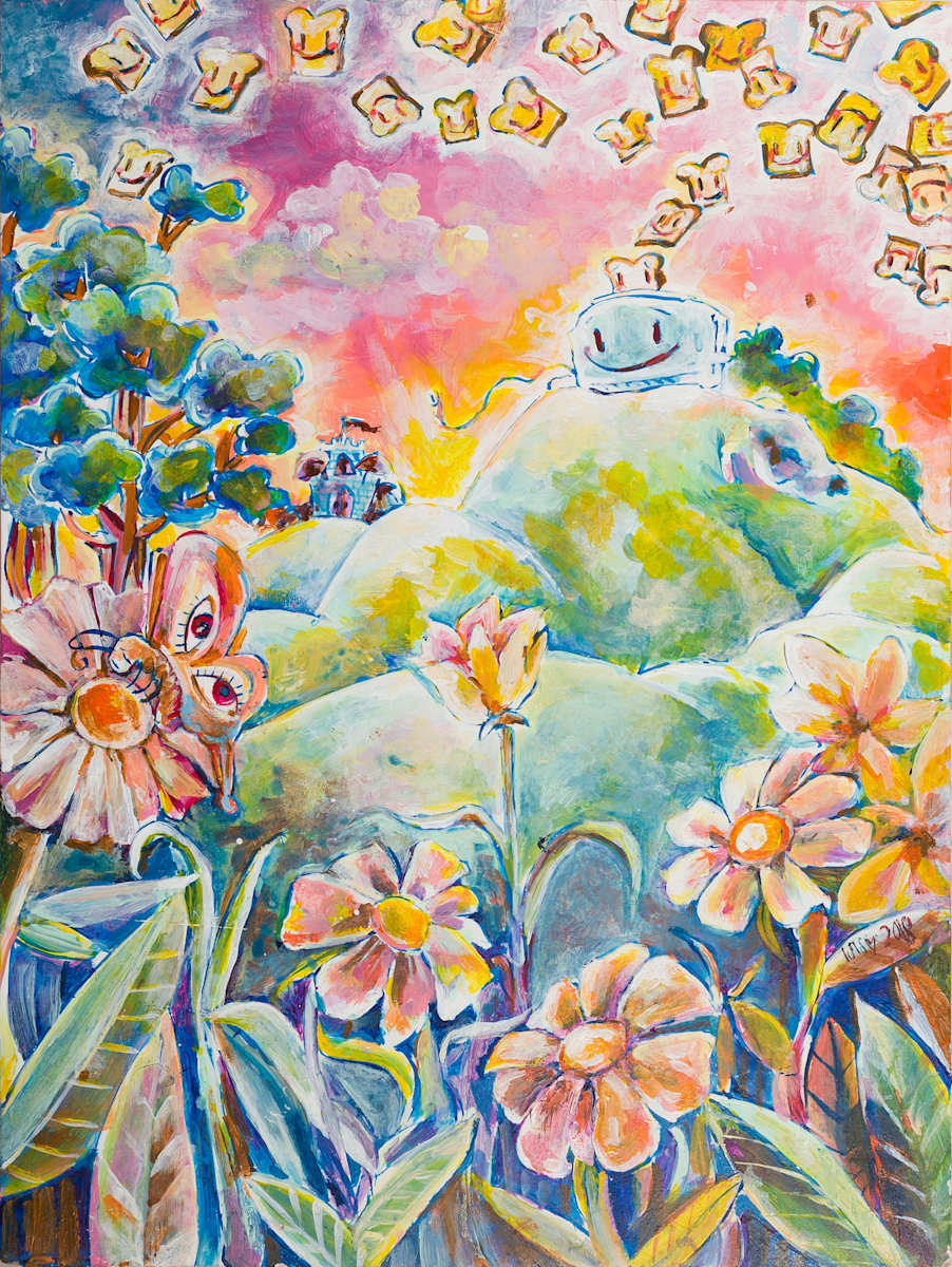 Happy toaster by Isis A//fourtoeight  Image: Happy Toaster is part of The Inner Child collection, a set of paintings I created during my initial exploration stages in pop surrealism, the visual art current I got involved with as means to capture my attempts to reframe the recollections of personal experience (a.k.a. the ebb and flow of my subconscious)