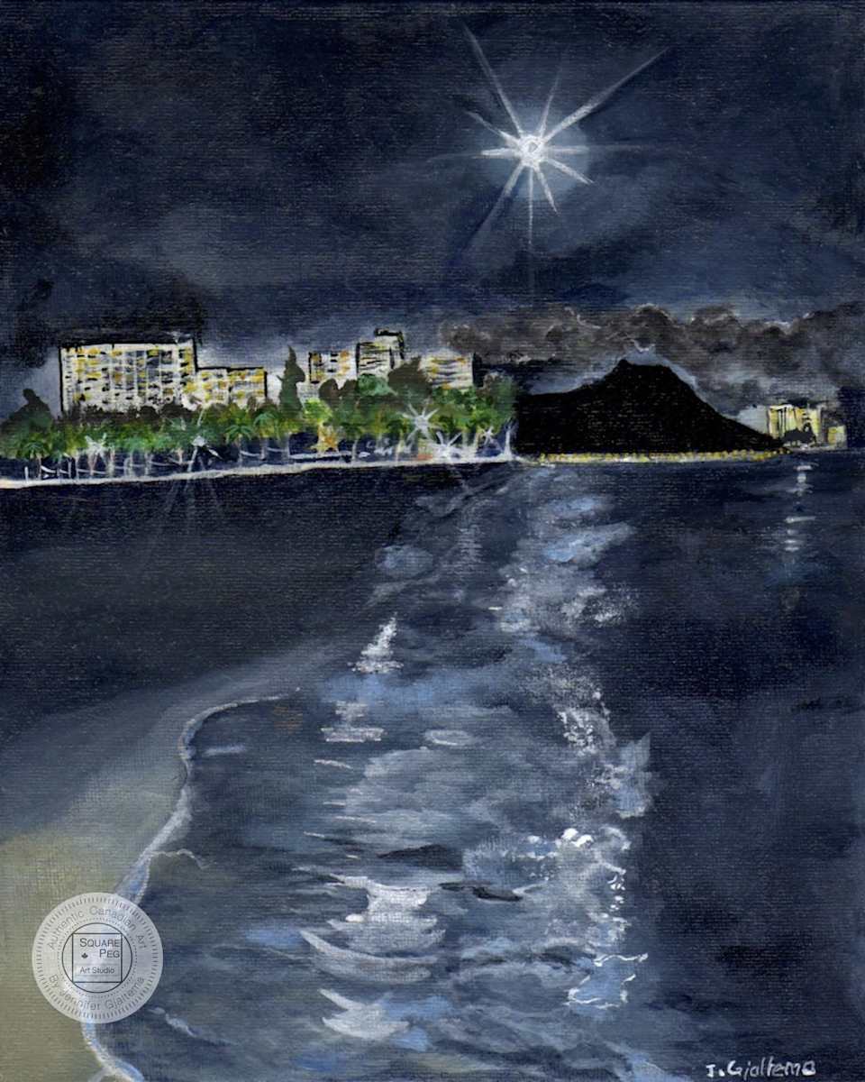 Moonlit Waikiki by Jennifer Gjaltema 