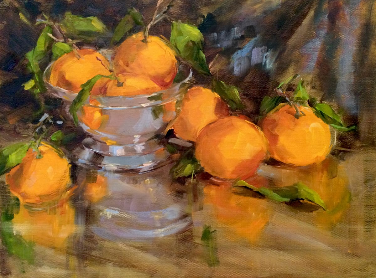 Mandarin's with Silver Bowl by Stephanie Amato 