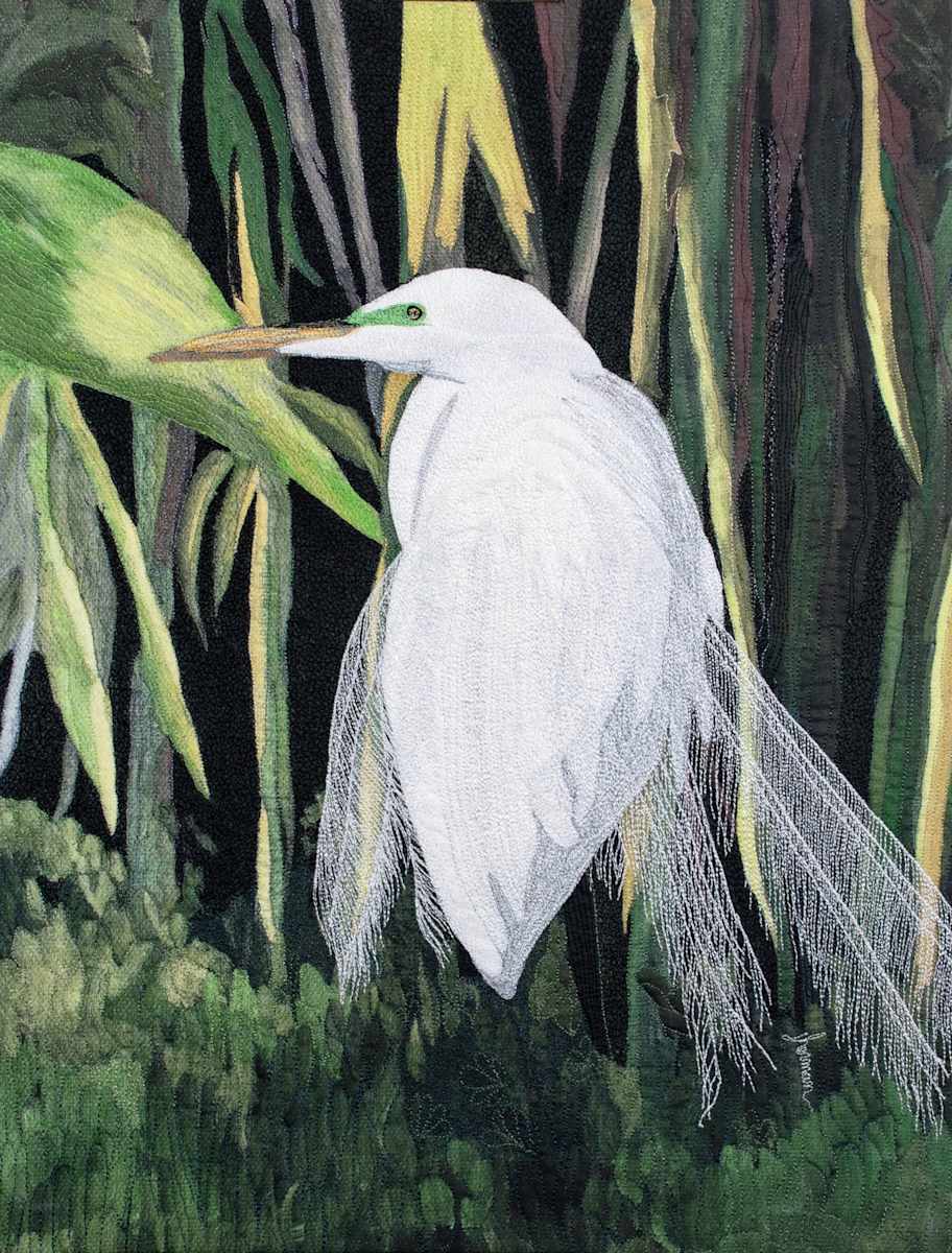 Egret Courting 9x12 Reproduction #1 of 5 by Janet Herman 