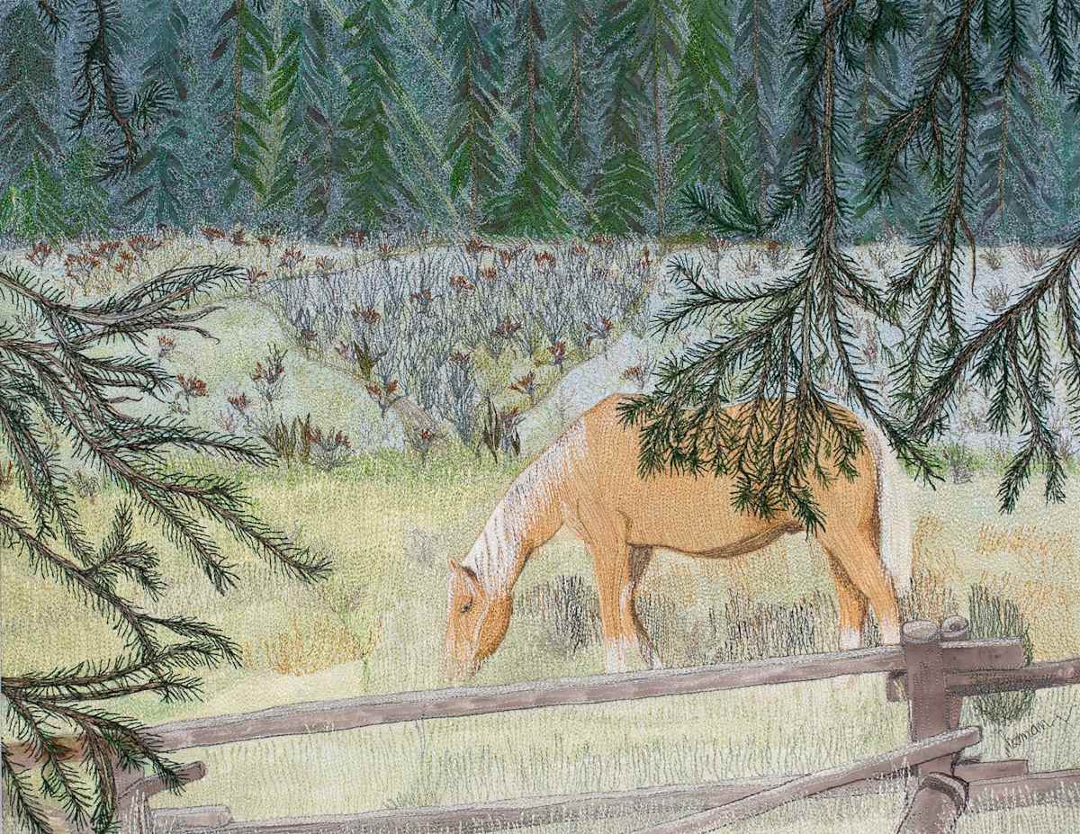 Palomino Grazing by Janet Herman  Image: Out the East Gate of Yellowstone