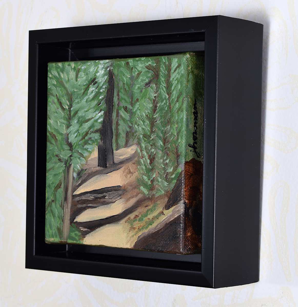 Chalk Creek's Poplar Gulch Shadows by Janet Herman  Image: As framed in floater frame. 