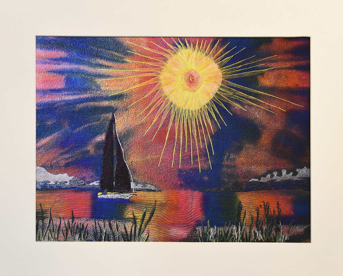 Sunset Cove Reproduction #7/10 by Janet Herman  Image: Paper canvas reproduction of textile artwork. 