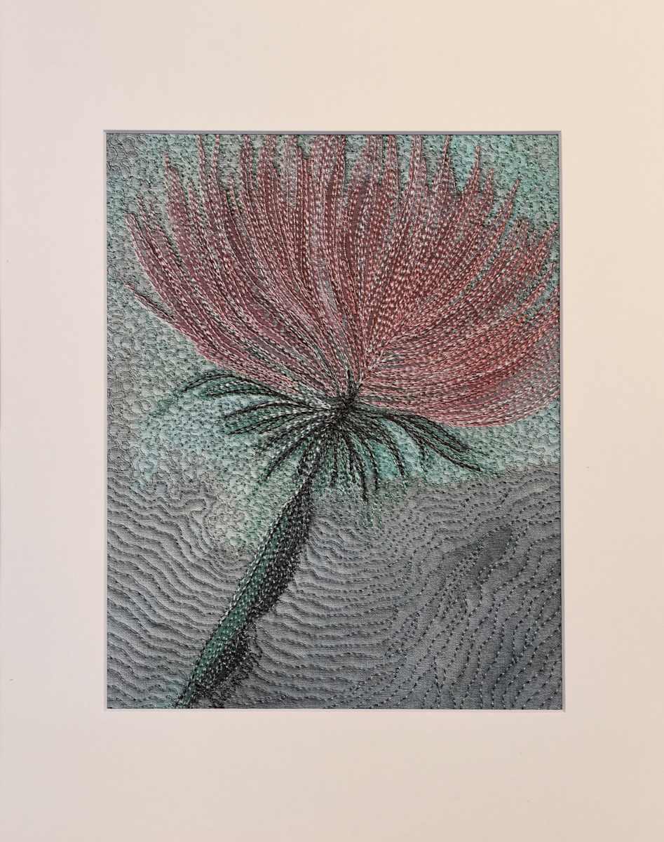 Thistle Reproduction #3/5 by Janet Herman  Image: Paper Canvas reproduction 3/5 of textile artwork.  
