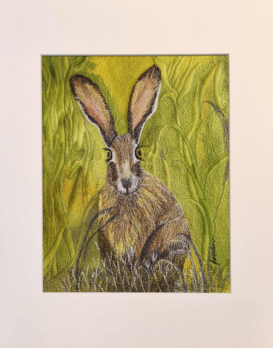 Canyon Jackrabbit Reproduction #2/5 by Janet Herman  Image: Paper Canvas reproduction #2/5 of textile artwork. 