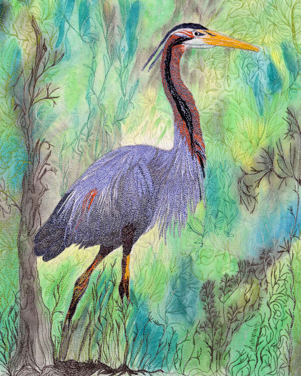 Purple, Purple Heron by Janet Herman  Image: Textured reproduction available. Inquire. 