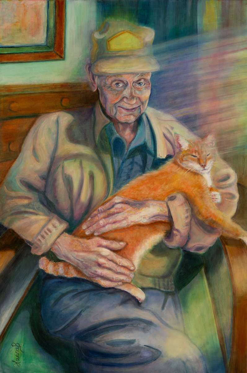 Doug with his cat. by Hanna Bordewijk  Image: in memory of Doug
