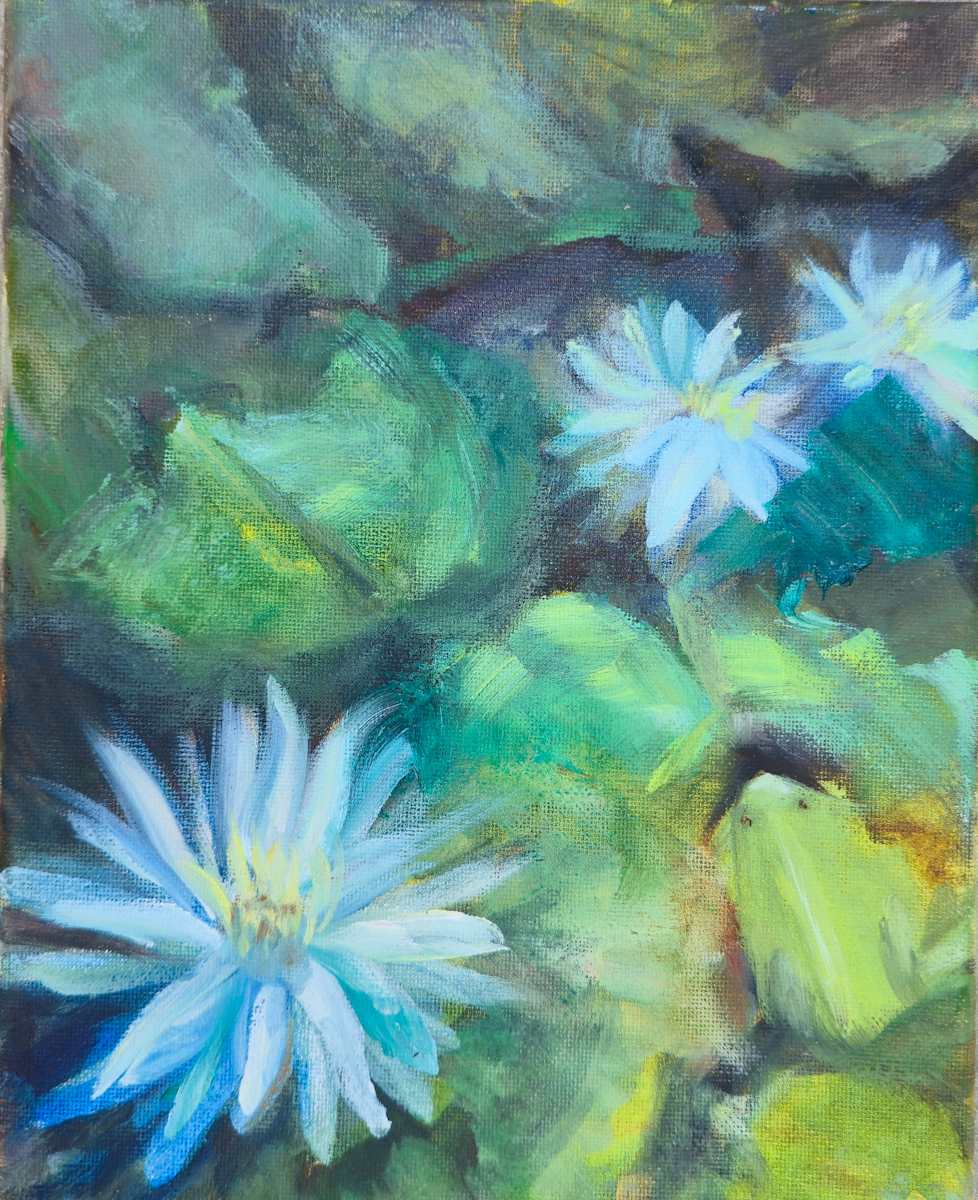 Water Lillies and Frog by Kim Denice Clark, International Fine Artist 