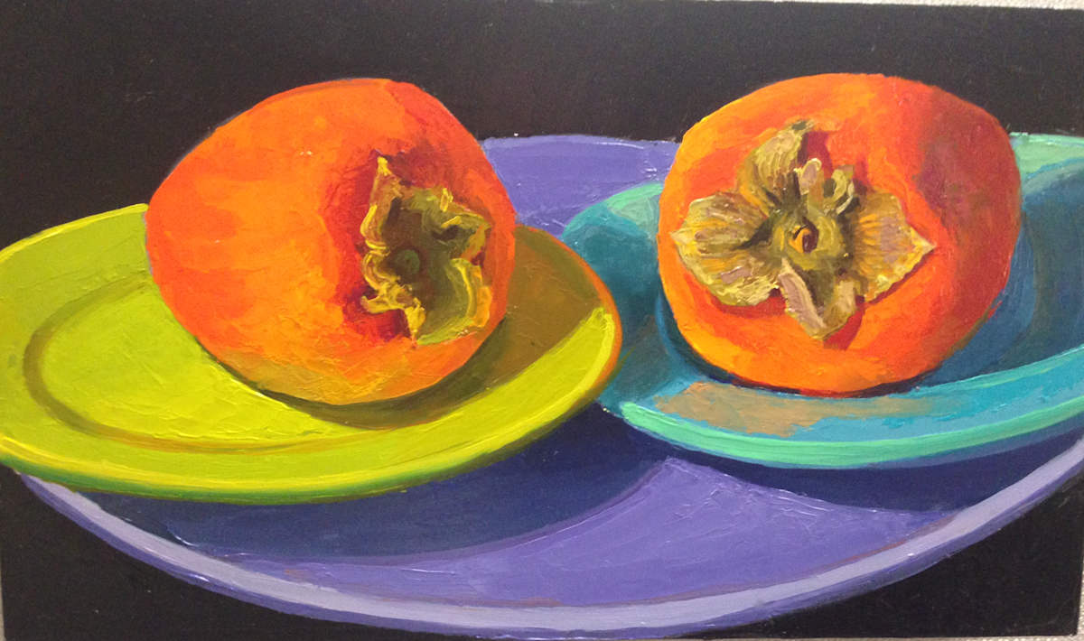 Persimmons on Plates by Marian Diogiordi 