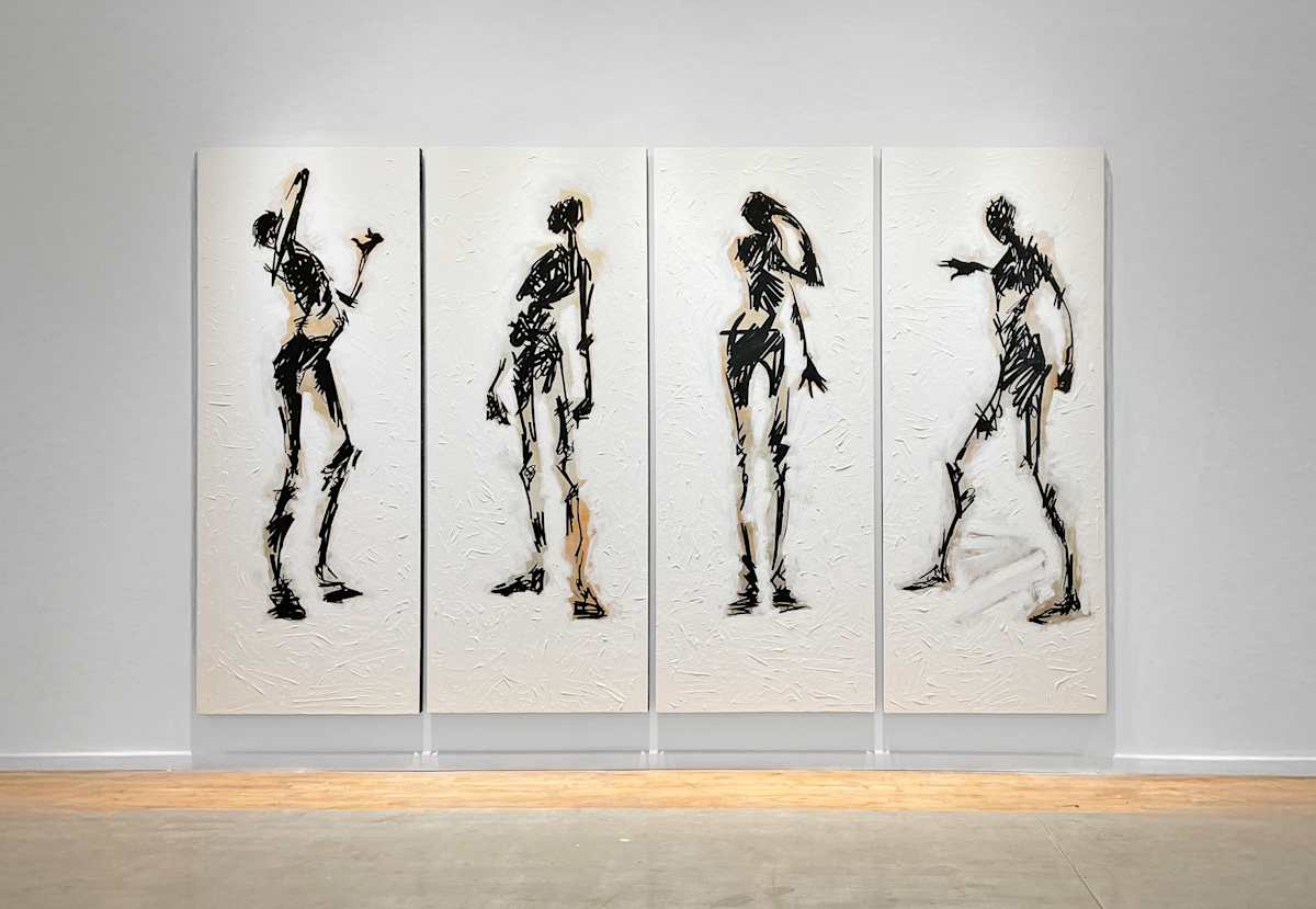 Archetypes by Adrian Leverkuhn  Image: Priced per panel at $8000.
Titles, from left to right: The Hero; The Judge; The Muse; The Saint.