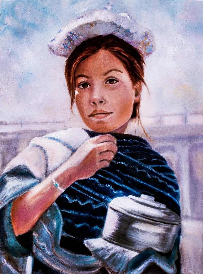 Thoughtful by Stevie Woods  Image: "Thoughtful" is oil painting on Canvas.  It is part of a larger project called Finding Jean.  This piece was displayed at the Maryhill Museum of Art representing Pacific Northwest Artists in 2017.  Finding Jean is a project I worked on in 2017 and is based on a book I wrote. 