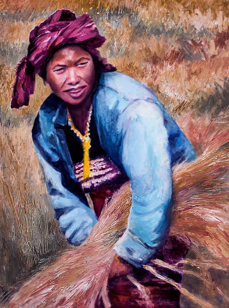 Gathering by Stevie Woods  Image: "Gathering"  is oil painting on Canvas.  It is part of a larger project called Finding Jean.  Finding Jean is a project I worked on in 2017 and is based on a book I wrote. 