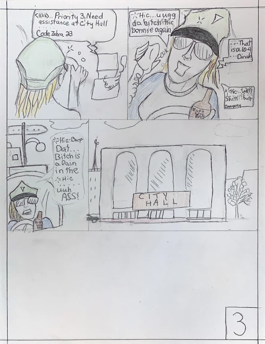 Dinah the Cop Storyboard p.3 by Ted 'Wizdom' Snider 