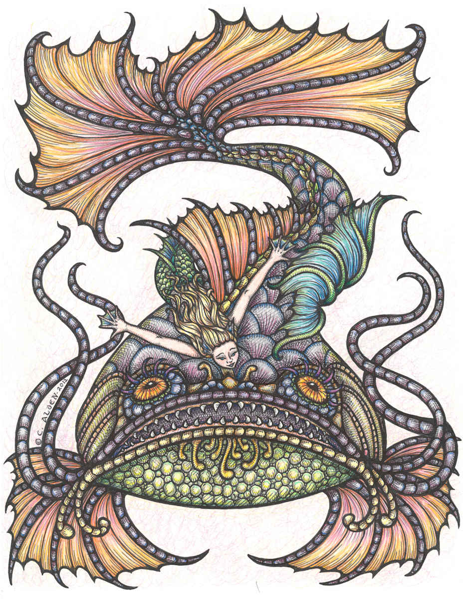 Mermaid on Fish by Carole Alden 
