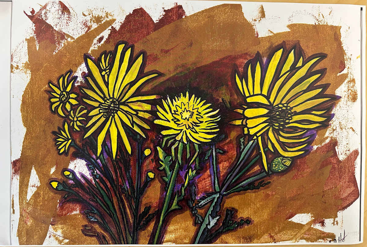 Yellow Flowers and Dandelion by Brian Hindson 