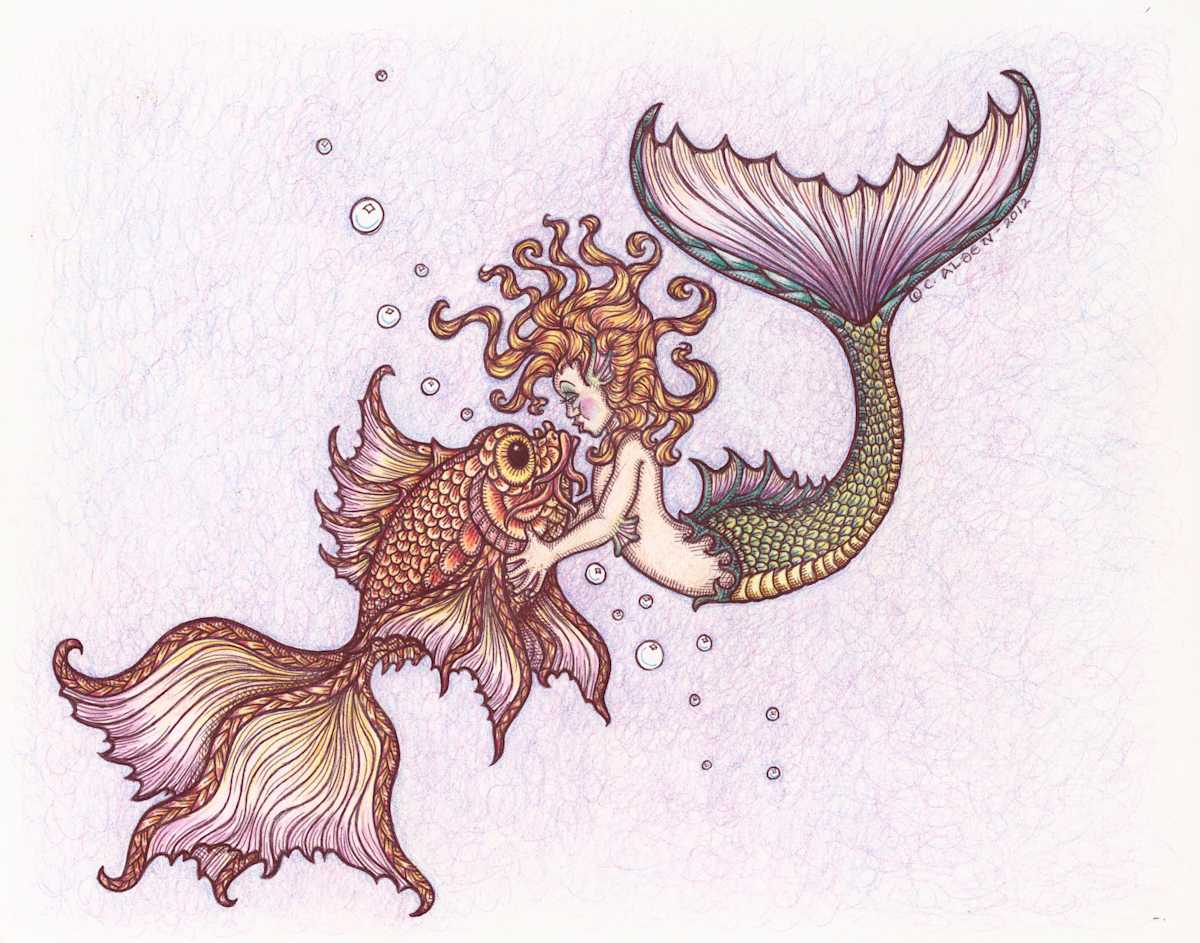 Mermaid and Fish by Carole Alden 