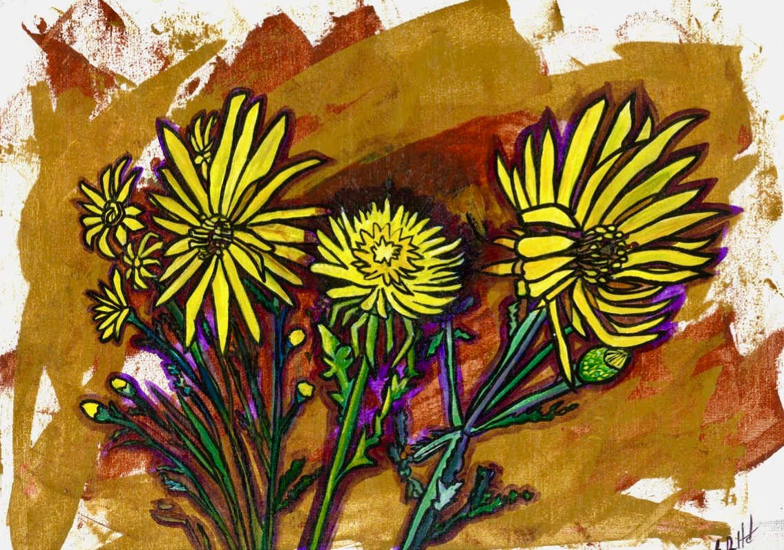 Yellow Flowers and Dandelion by Brian Hindson 