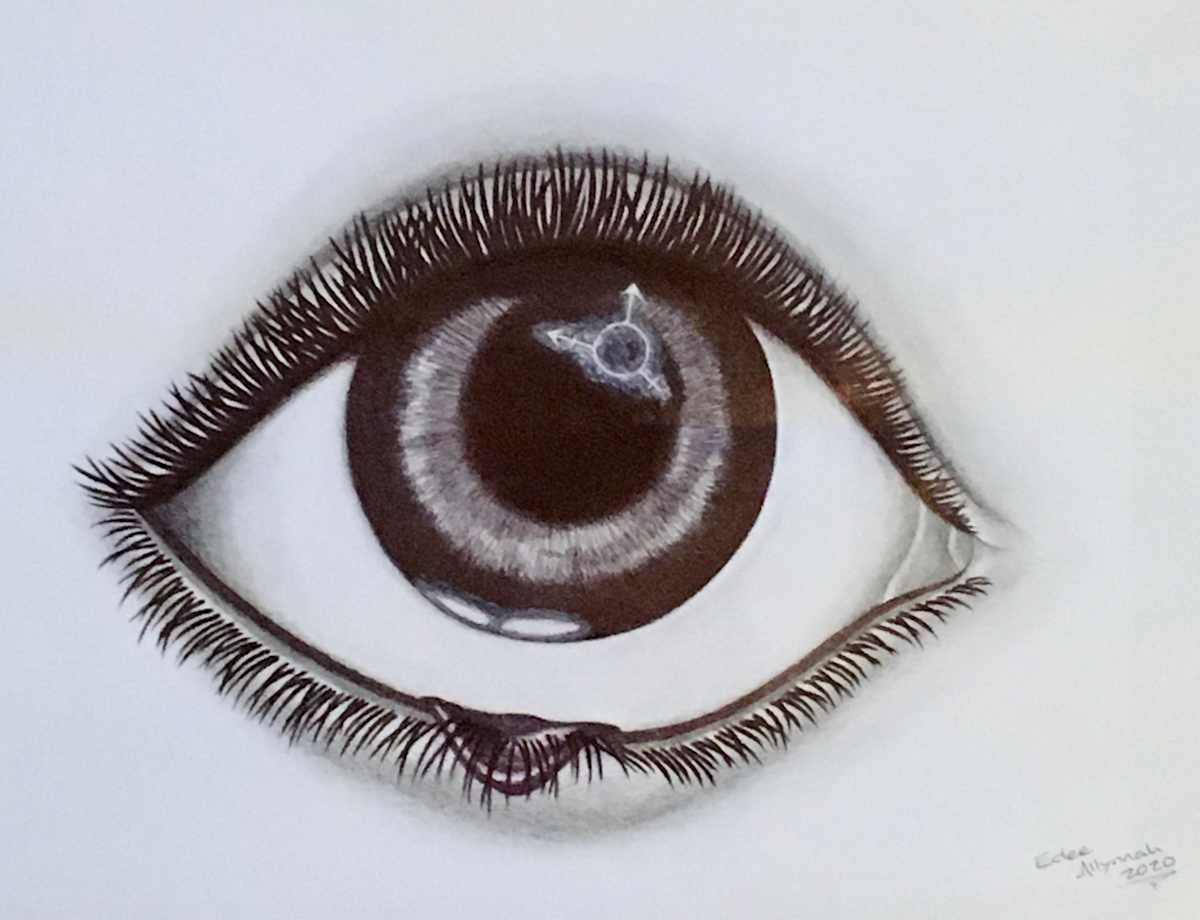 The eye with the LGBTQ symbol in the gleam of it by E.A. Davis 