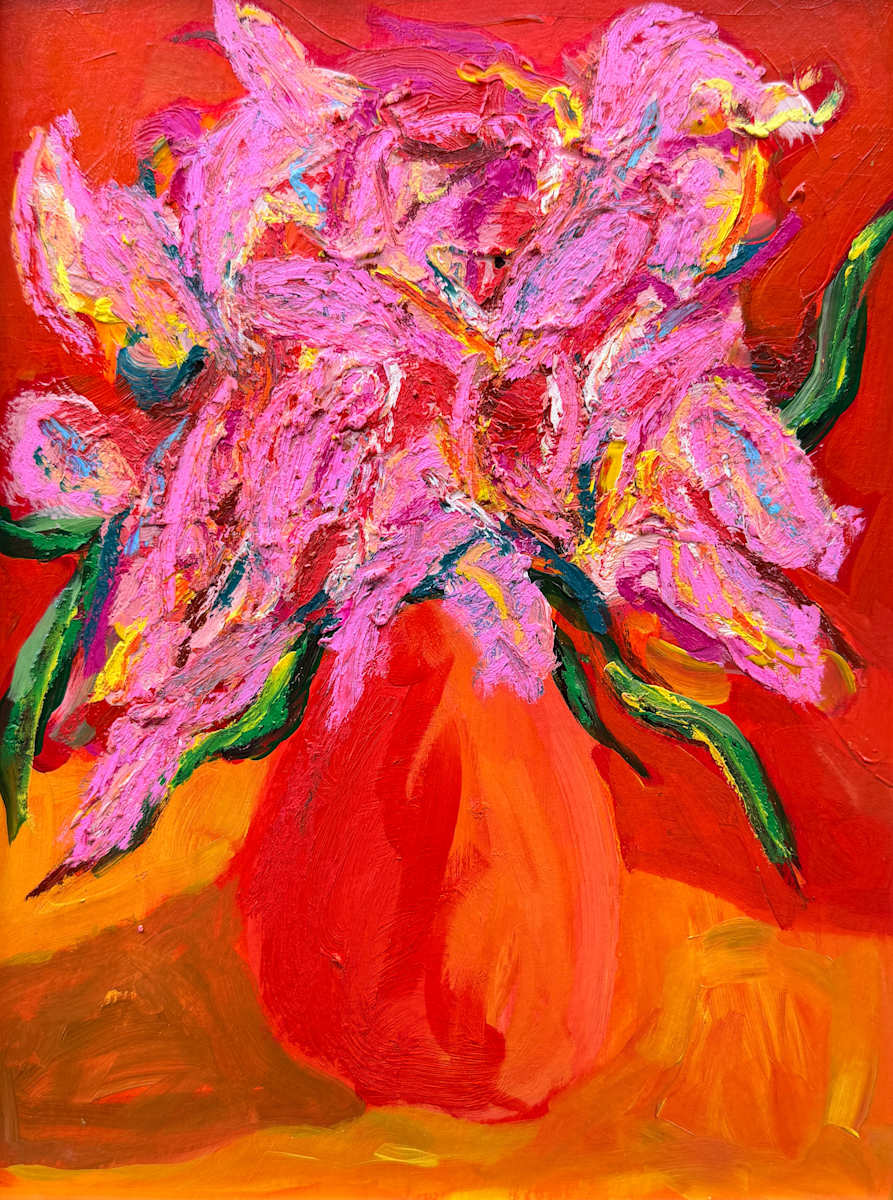 Abstract flowers in a vase by Anna Richards 