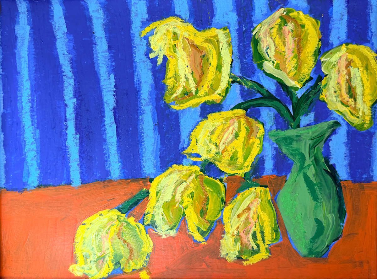 Yellow flowers in a vase by Anna Richards 