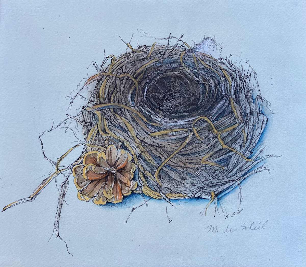 Nest with Pine Cone by Margarete de Soleil 