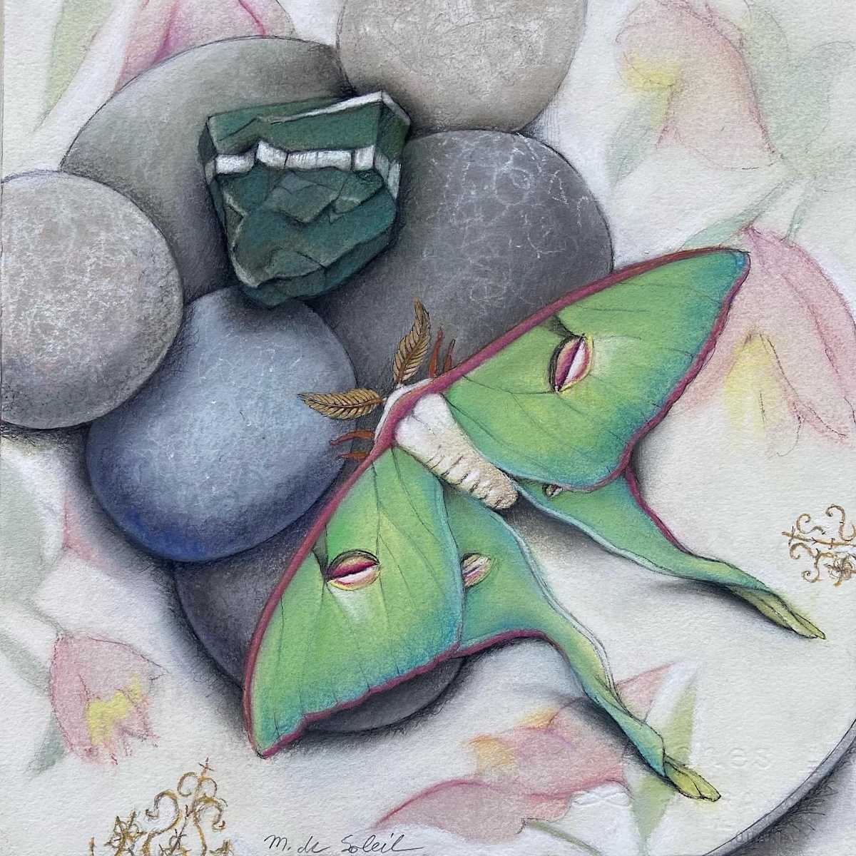 Mutable Stones with Luna Moth II by Margarete de Soleil 